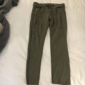 Gap Distressed Girlfriend Jean in Army Green